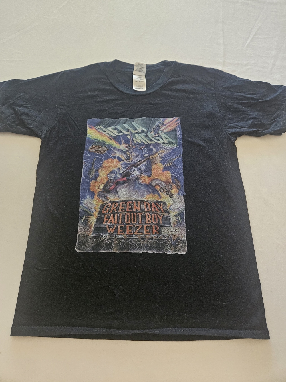 🎆Green Day Fall Out Boy Weezer HELLA MEGA TOUR Graphic Unisex Tee Black Size XS